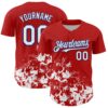 Custom Red White-Royal Splatter Authentic Baseball Jersey