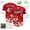Custom Red White-Royal Splatter Authentic Baseball Jersey