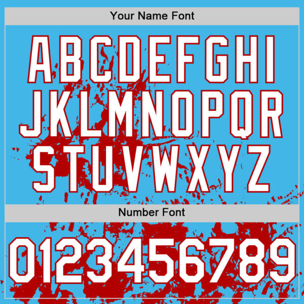 Custom Sky Blue White-Red Splatter Authentic Baseball Jersey