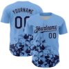 Custom Light Blue Navy-Gray Splatter Authentic Baseball Jersey