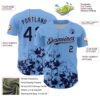 Custom Light Blue Navy-Gray Splatter Authentic Baseball Jersey