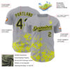 Custom Gray Black-Neon Yellow Splatter Authentic Baseball Jersey