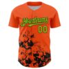 Custom Orange Neon Green-Black Splatter Authentic Baseball Jersey