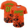 Custom Orange Neon Green-Black Splatter Authentic Baseball Jersey