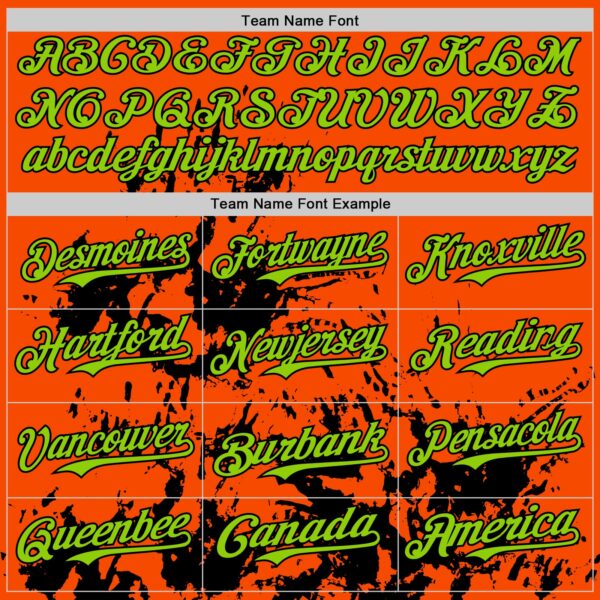 Custom Orange Neon Green-Black Splatter Authentic Baseball Jersey