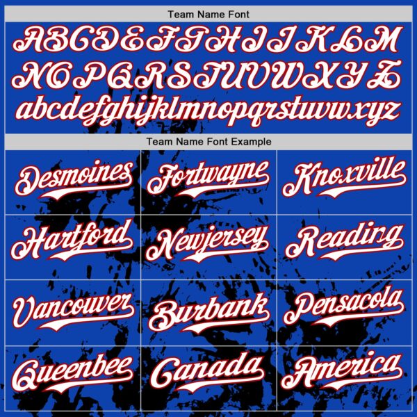 Custom Thunder Blue White Red-Black Splatter Authentic Baseball Jersey