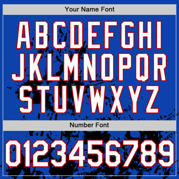 Custom Thunder Blue White Red-Black Splatter Authentic Baseball Jersey