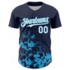 Custom Navy White-Sky Blue Splatter Authentic Baseball Jersey