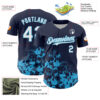 Custom Navy White-Sky Blue Splatter Authentic Baseball Jersey