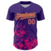 Custom Purple Hot Pink-Neon Green Splatter Authentic Baseball Jersey