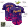 Custom Purple Hot Pink-Neon Green Splatter Authentic Baseball Jersey