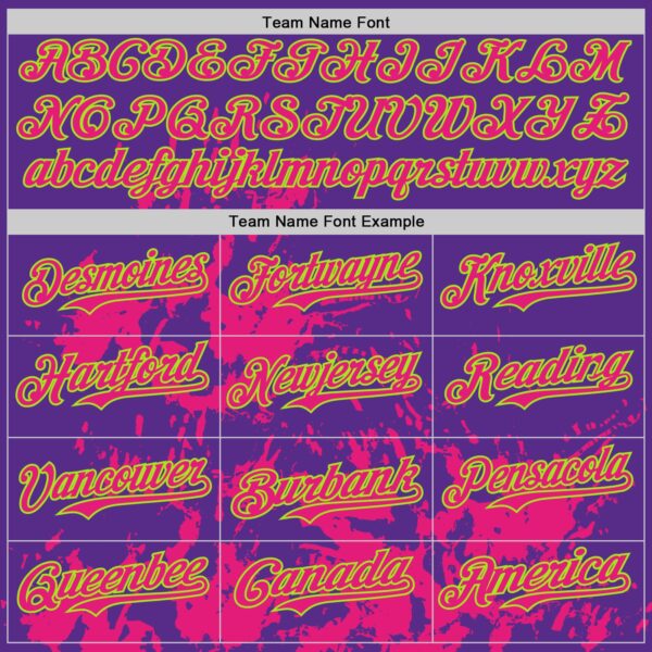 Custom Purple Hot Pink-Neon Green Splatter Authentic Baseball Jersey