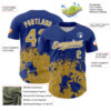 Custom Royal Old Gold-White Abstract Splatter Grunge Authentic Baseball Jersey