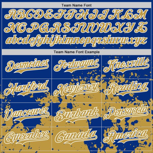 Custom Royal Old Gold-White Abstract Splatter Grunge Authentic Baseball Jersey