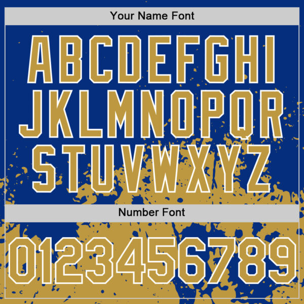 Custom Royal Old Gold-White Abstract Splatter Grunge Authentic Baseball Jersey