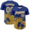 Custom Royal Old Gold-White Abstract Splatter Grunge Authentic Baseball Jersey