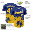 Custom Royal Yellow-White Abstract Splatter Grunge Authentic Baseball Jersey