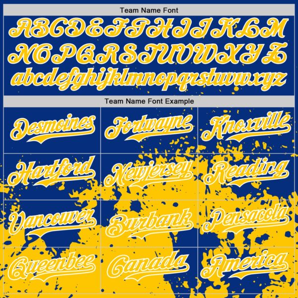 Custom Royal Yellow-White Abstract Splatter Grunge Authentic Baseball Jersey