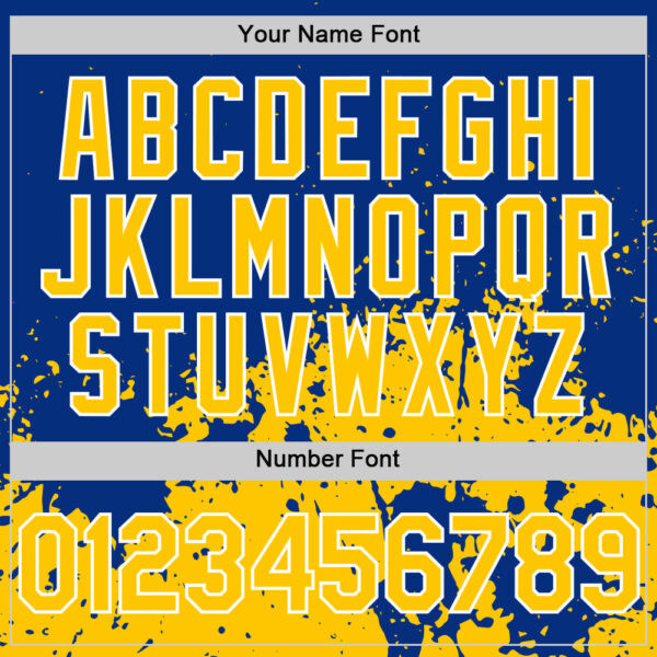 Custom Royal Yellow-White Abstract Splatter Grunge Authentic Baseball Jersey