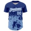 Custom Royal Light Blue-White Abstract Splatter Grunge Authentic Baseball Jersey