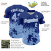 Custom Royal Light Blue-White Abstract Splatter Grunge Authentic Baseball Jersey