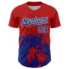 Custom Red Royal-White Abstract Splatter Grunge Authentic Baseball Jersey