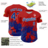 Custom Red Royal-White Abstract Splatter Grunge Authentic Baseball Jersey