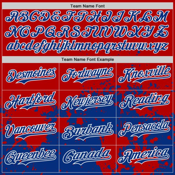 Custom Red Royal-White Abstract Splatter Grunge Authentic Baseball Jersey