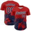 Custom Red Navy-White Abstract Splatter Grunge Authentic Baseball Jersey