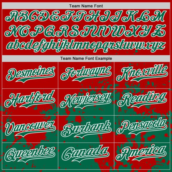 Custom Red Kelly Green-White Abstract Splatter Grunge Authentic Baseball Jersey