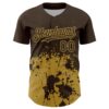 Custom Brown Old Gold Abstract Splatter Grunge Authentic Baseball Jersey