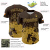 Custom Brown Old Gold Abstract Splatter Grunge Authentic Baseball Jersey