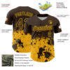 Custom Brown Yellow Abstract Splatter Grunge Authentic Baseball Jersey