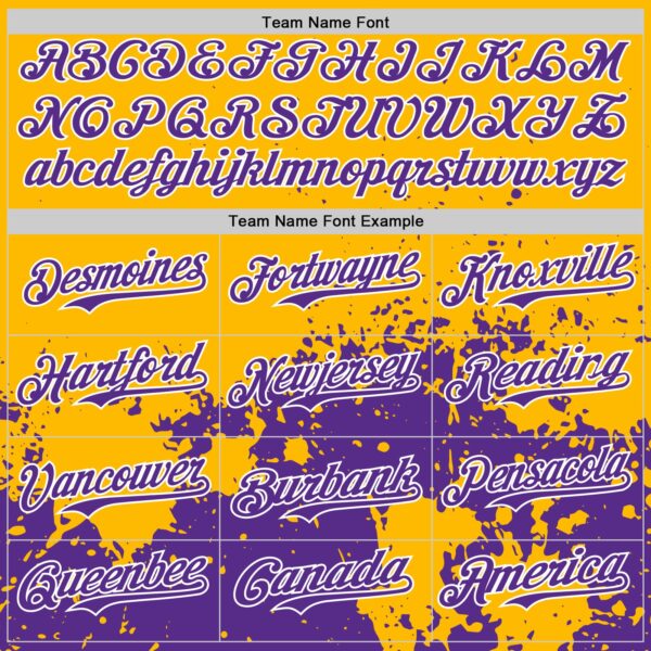 Custom Gold Purple-White Abstract Splatter Grunge Authentic Baseball Jersey