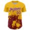 Custom Gold Crimson-White Abstract Splatter Grunge Authentic Baseball Jersey