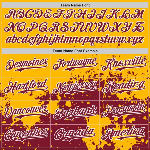 Custom Gold Crimson-White Abstract Splatter Grunge Authentic Baseball Jersey