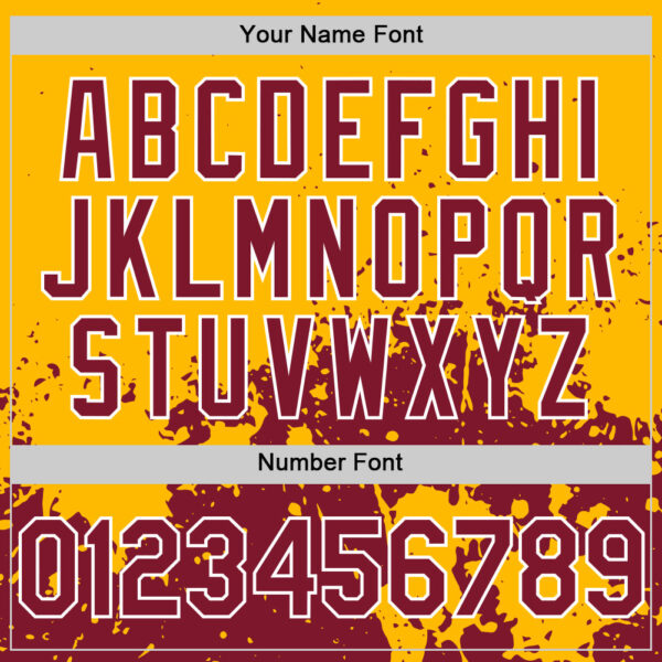 Custom Gold Crimson-White Abstract Splatter Grunge Authentic Baseball Jersey