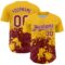 Custom Gold Crimson-White Abstract Splatter Grunge Authentic Baseball Jersey