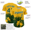 Custom Gold Green-White Abstract Splatter Grunge Authentic Baseball Jersey