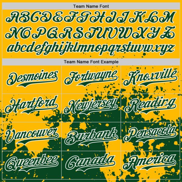 Custom Gold Green-White Abstract Splatter Grunge Authentic Baseball Jersey