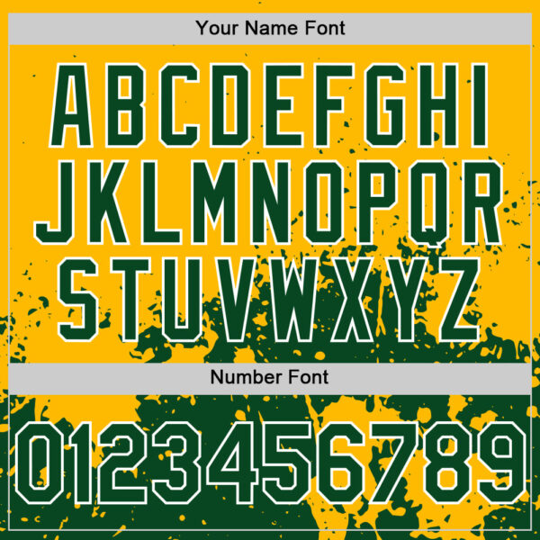 Custom Gold Green-White Abstract Splatter Grunge Authentic Baseball Jersey