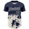Custom Navy Cream Abstract Splatter Grunge Authentic Baseball Jersey