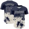 Custom Navy Cream Abstract Splatter Grunge Authentic Baseball Jersey