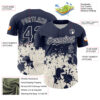 Custom Navy Cream Abstract Splatter Grunge Authentic Baseball Jersey
