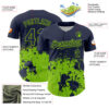 Custom Navy Neon Green Abstract Splatter Grunge Authentic Baseball Jersey