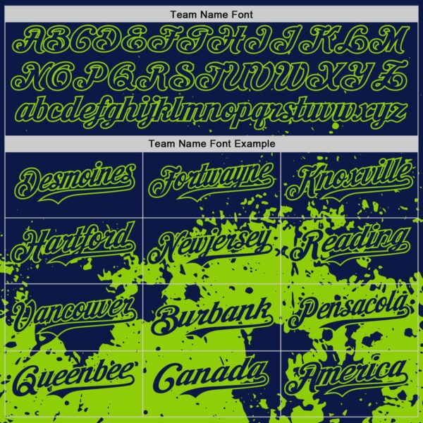 Custom Navy Neon Green Abstract Splatter Grunge Authentic Baseball Jersey