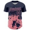 Custom Navy Medium Pink Abstract Splatter Grunge Authentic Baseball Jersey