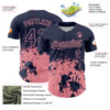 Custom Navy Medium Pink Abstract Splatter Grunge Authentic Baseball Jersey