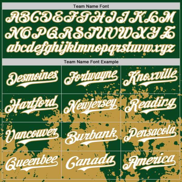 Custom Green White-Old Gold Abstract Splatter Grunge Authentic Baseball Jersey