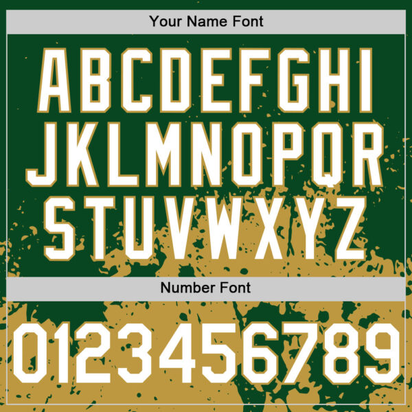 Custom Green White-Old Gold Abstract Splatter Grunge Authentic Baseball Jersey